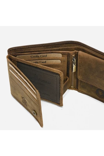 Hnědá pánská peněženka, Retro strojově gravírovaný vzor z pravé kůže