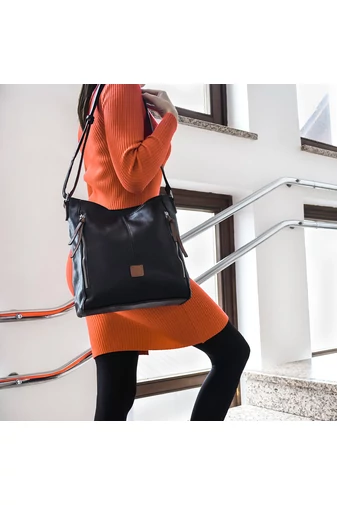 Černá dámská crossbody kabelka Bonluo z PU kůže 29*24*9cm
