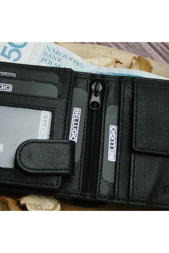 Bellugio Pánská černá peněženka z pravé kůže s RFID štítkem