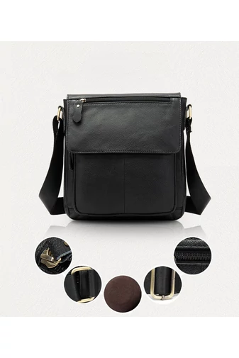Černá Pánská crossbody taška z pravé kůže Velikost (28*22*6 cm) Bonluo