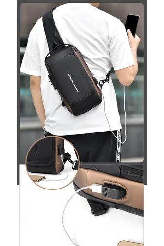 Bonluo černá crossbody kabelka z imitace kůže s bezpečnostním zámkem (33*19*9cm)