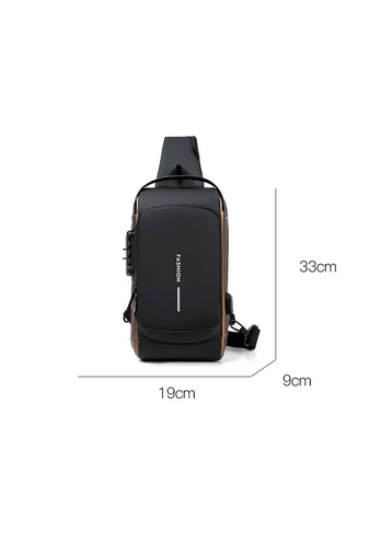 Bonluo černá crossbody kabelka z imitace kůže s bezpečnostním zámkem (33*19*9cm)