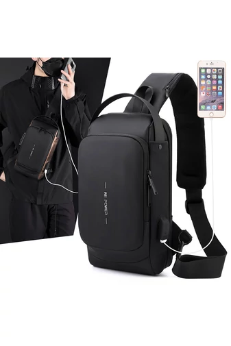 Bonluo černá crossbody kabelka z imitace kůže s bezpečnostním zámkem (33*19*9cm)