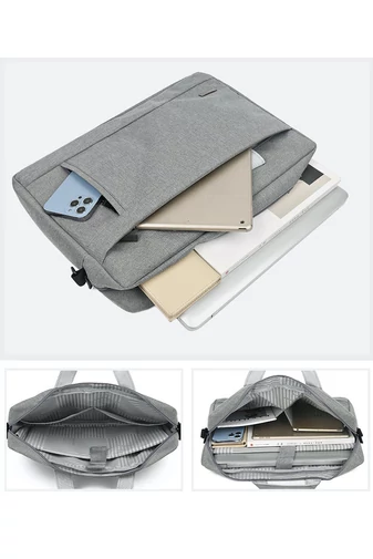Šedá taška na notebook Bonluo, maximální velikost 14 palců, vyrobena z voděodolného materiálu