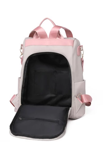 Bonluo Běžovo-růžový dámský batoh z nepromokavého materiálu s vyšívaným květinovým vzorem 32*30*13cm