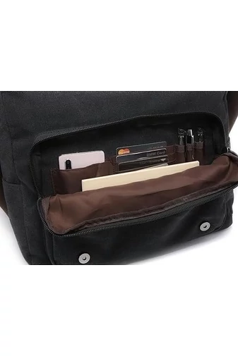Bonluo Černá pánská plátěná crossbody taška (40 x 35 x 13 cm)