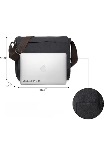 Bonluo Černá pánská plátěná crossbody taška (40 x 35 x 13 cm)