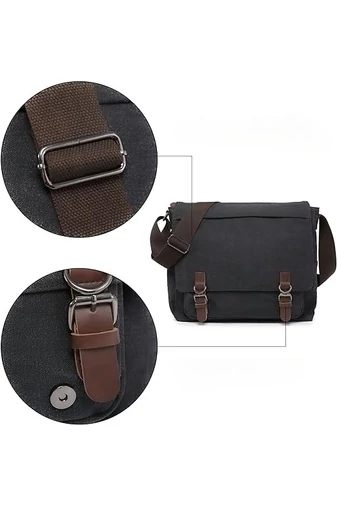 Bonluo Černá pánská plátěná crossbody taška (40 x 35 x 13 cm)