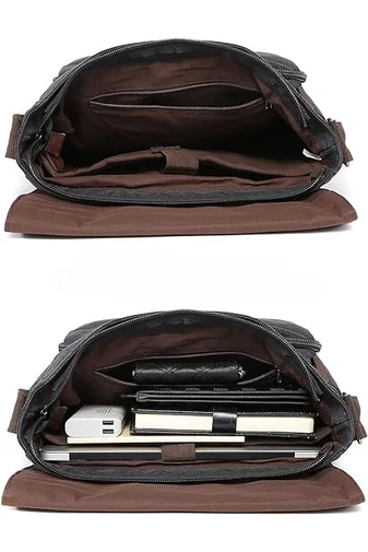 Bonluo Černá pánská plátěná crossbody taška (40 x 35 x 13 cm)