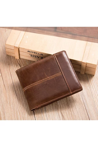 Hnědá pánská peněženka z pravé kůže Velikost (12*10*2cm) Bonluo