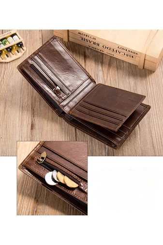 Hnědá pánská peněženka z pravé kůže Velikost (12*10*2cm) Bonluo