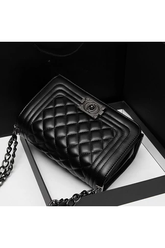 Bonluo elegantní černá taška z umělé kůže přes rameno (15*23*10cm)