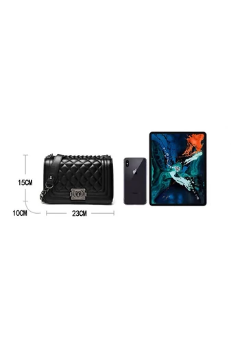Bonluo elegantní černá taška z umělé kůže přes rameno (15*23*10cm)