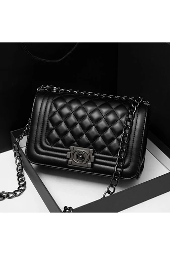 Bonluo elegantní černá taška z umělé kůže přes rameno (15*23*10cm)