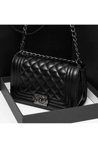 Bonluo elegantní černá taška z umělé kůže přes rameno (15*23*10cm)