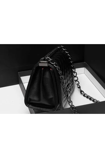 Bonluo elegantní černá taška z umělé kůže přes rameno (15*23*10cm)