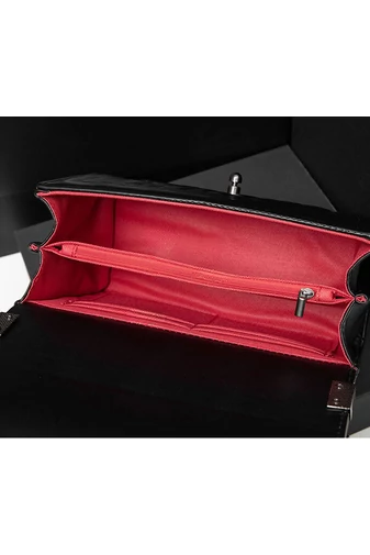Bonluo elegantní černá taška z umělé kůže přes rameno (15*23*10cm)