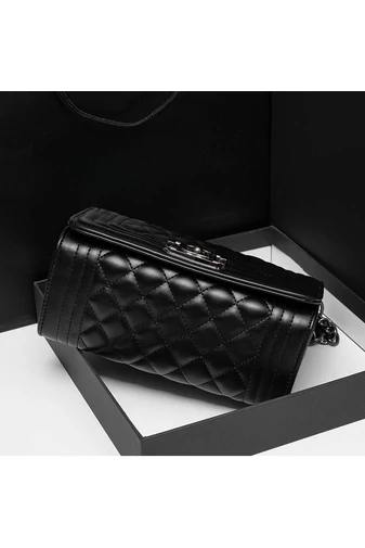 Bonluo elegantní černá taška z umělé kůže přes rameno (15*23*10cm)