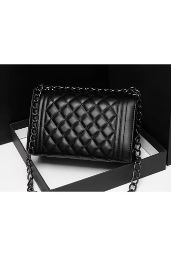 Bonluo elegantní černá taška z umělé kůže přes rameno (15*23*10cm)