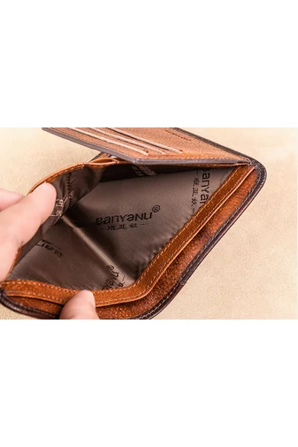 Bonluo hnědá peněženka z pravé kůže pro muže Velikost 12,5* 10* 1,5cm