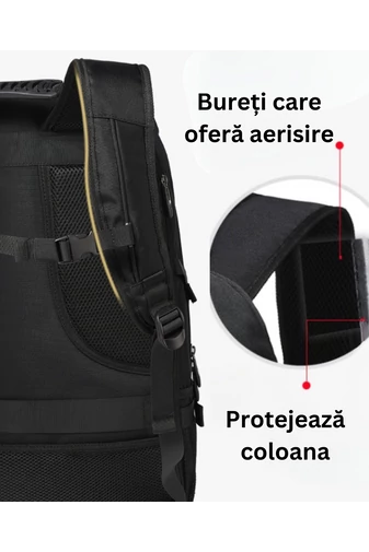 Bonluo černý batoh na turistiku vyrobený z pevného materiálu, Rozšiřitelný prostor (46 x 30 x 20 cm)