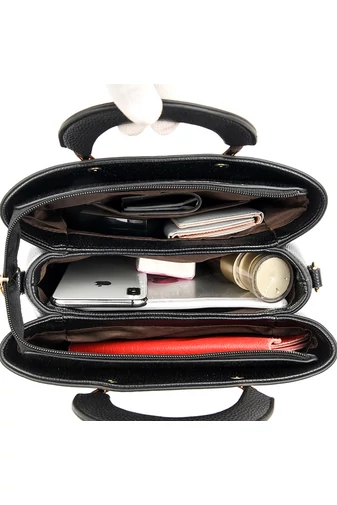 Bonluo Černošedá kabelka/crossbody z imitace kůže Velikost 21*27*13cm