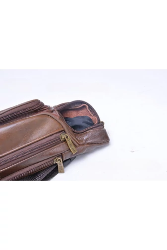 Bonluo černá pánská ledvinka prémiová kvalita z pravé kůže Velikost 13*31*8cm