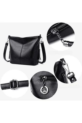 Bonluo Černá Crossbody kabelka z imitace kůže Velikost 20*21*10cm