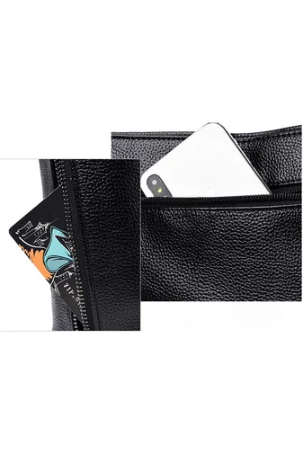 Bonluo Černá Crossbody kabelka z imitace kůže Velikost 20*21*10cm