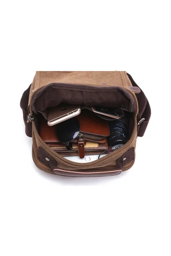Bonluo Hnědá crossbody taška pro muže vyrobená z odolného materiálu Velikost 28*22*12cm