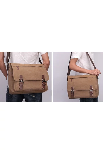 Bonluo Černá pánská plátěná crossbody taška (40 x 35 x 13 cm)