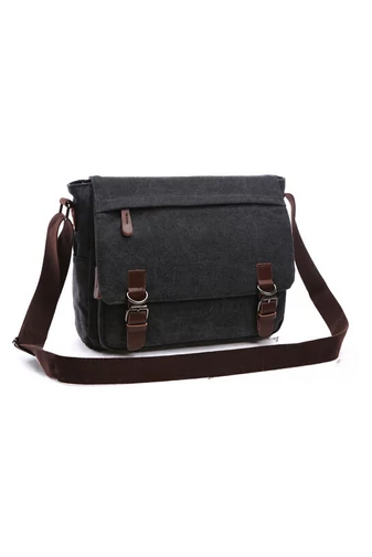 Bonluo Černá pánská plátěná crossbody taška (40 x 35 x 13 cm)