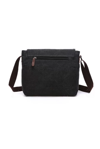 Bonluo Černá pánská plátěná crossbody taška (40 x 35 x 13 cm)
