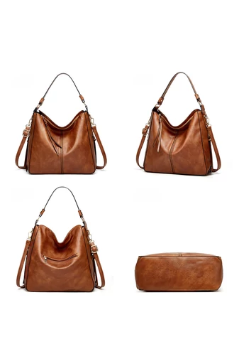Bonluo Hnědá sada tašek/crossbody na rameno/do ruky z imitace kůže (3ks)