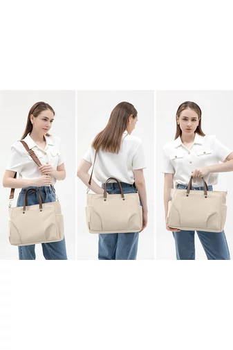 Bonluo Béžová Dámská notebook/crossbody kabelka prémiové kvality z nepromokavého materiálu velikost 30*38*12 cm