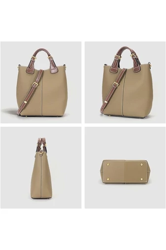 Khaki kabelka Bonluo z pravé kůže Velikost (29*27*13cm)