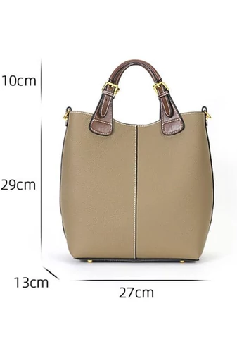 Khaki kabelka Bonluo z pravé kůže Velikost (29*27*13cm)