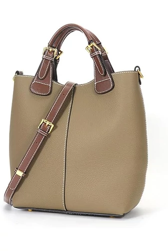 Khaki kabelka Bonluo z pravé kůže Velikost (29*27*13cm)