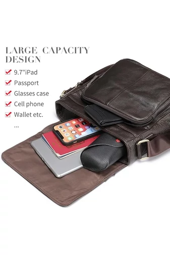 Černá Pánská crossbody taška z pravé kůže Velikost (28*22*6 cm) Bonluo