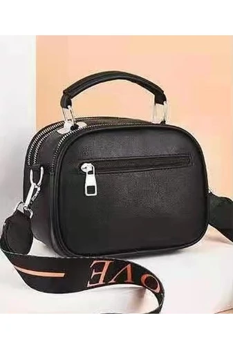 Černá Crossbody kabelka Bonluo z imitace kůže velikost 14*20*10cm