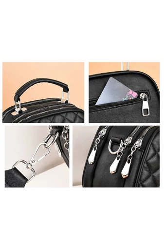 Černá Crossbody kabelka Bonluo z imitace kůže velikost 14*20*10cm