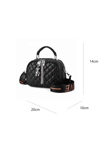 Černá Crossbody kabelka Bonluo z imitace kůže velikost 14*20*10cm
