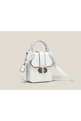 Bílá Crossbody kabelka Bonluo z lakované kůže Velikost 17*13*8cm