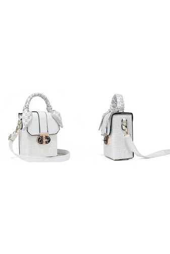 Bílá Crossbody kabelka Bonluo z lakované kůže Velikost 17*13*8cm