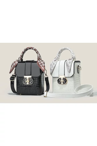 Bílá Crossbody kabelka Bonluo z lakované kůže Velikost 17*13*8cm