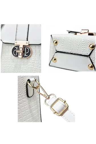 Bílá Crossbody kabelka Bonluo z lakované kůže Velikost 17*13*8cm