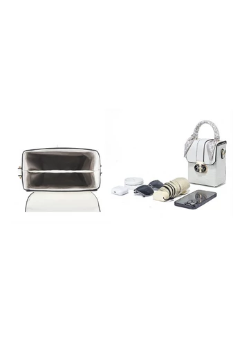 Bílá Crossbody kabelka Bonluo z lakované kůže Velikost 17*13*8cm