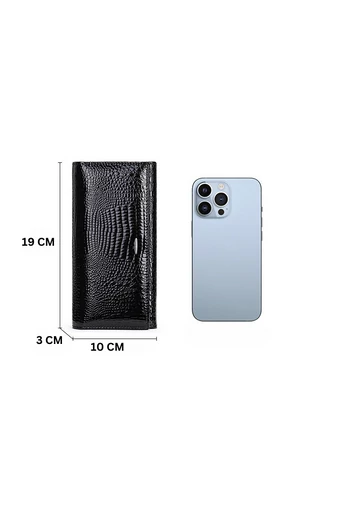Červená dámská peněženka Bonluo vyrobená z lakované kůže příjemná na dotek Velikost (19*10*3cm)