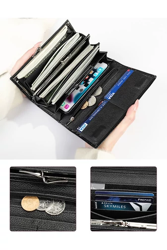 Červená dámská peněženka Bonluo vyrobená z lakované kůže příjemná na dotek Velikost (19*10*3cm)