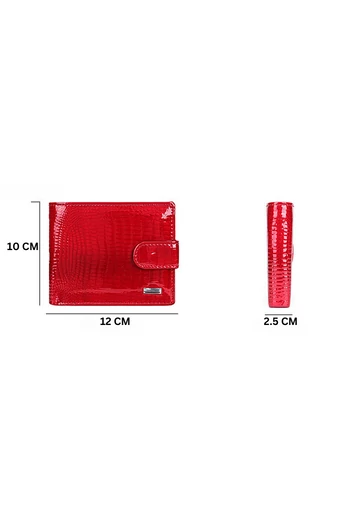 Červená peněženka Bonluo vyrobená z přírodní lakované kůže Rozměr 10*12*2,5 cm